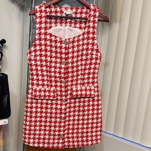 Red and White Houndstooth Dress
